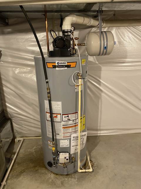 Power-vent water heater installed by Mayes Plumbing & Heating in Severn, MD