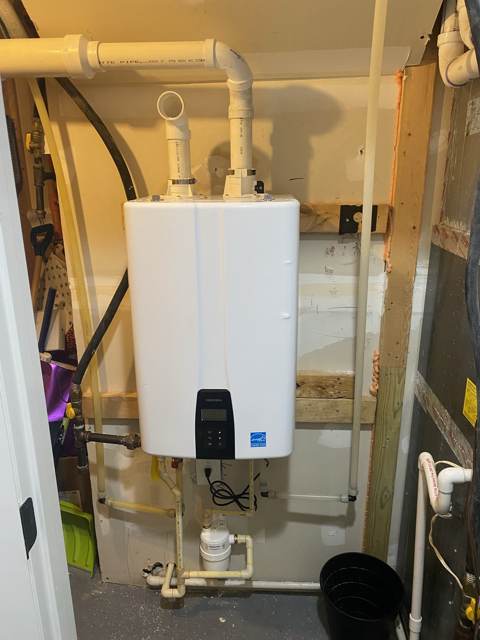 Tankless water heater installed by Mayes Plumbing & Heating in Glen Burnie, MD
